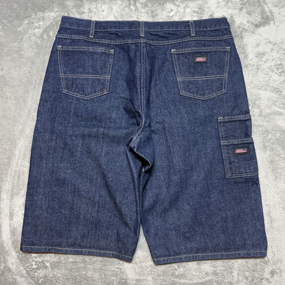 Genuine Dickies Denim Carpenter Shorts Mens 42 Dark Wash Blue Baggy 15 Inseam